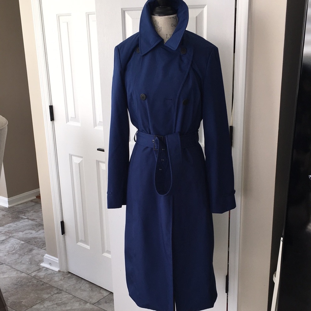 CALVIN KLEIN NWOT BLUE LINED ALL WEATHER BELTED TRENCH COAT SIZE 6